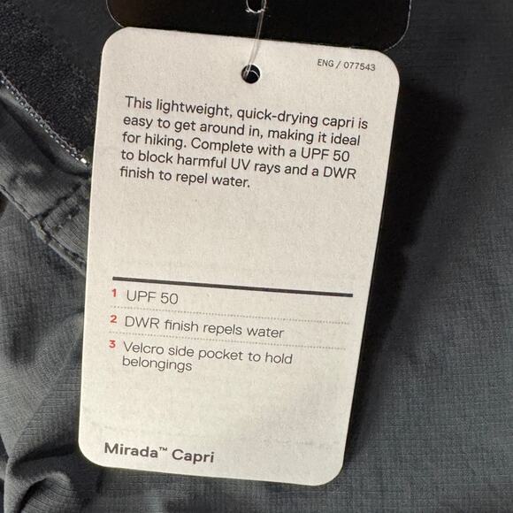 Mountain Hardwear SZ 10 Mirada Capris UPF 50 DWR Lightweight Quick-Dry Mid-Rise - Picture 8 of 10